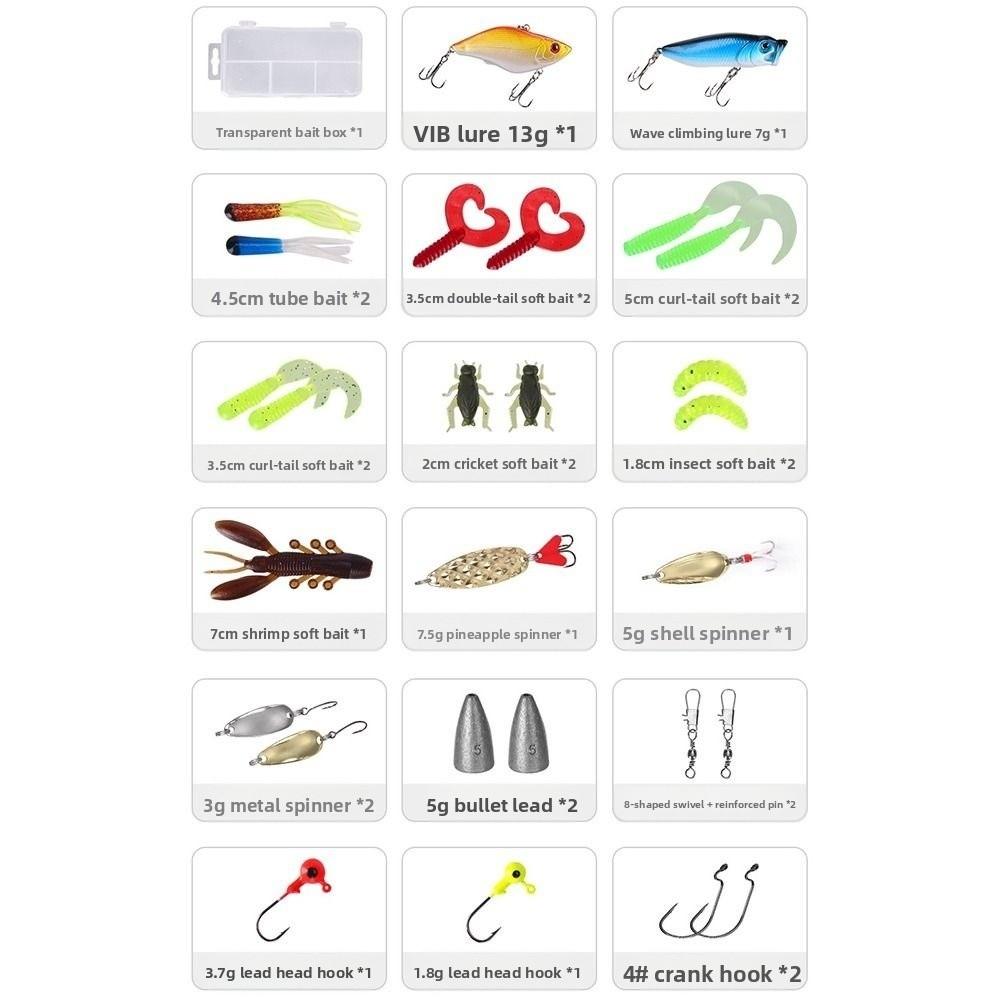28/88/106Pcs Realistic Artificial Soft Fishing Bait Set Artificial Bait Kit Shore Fishing