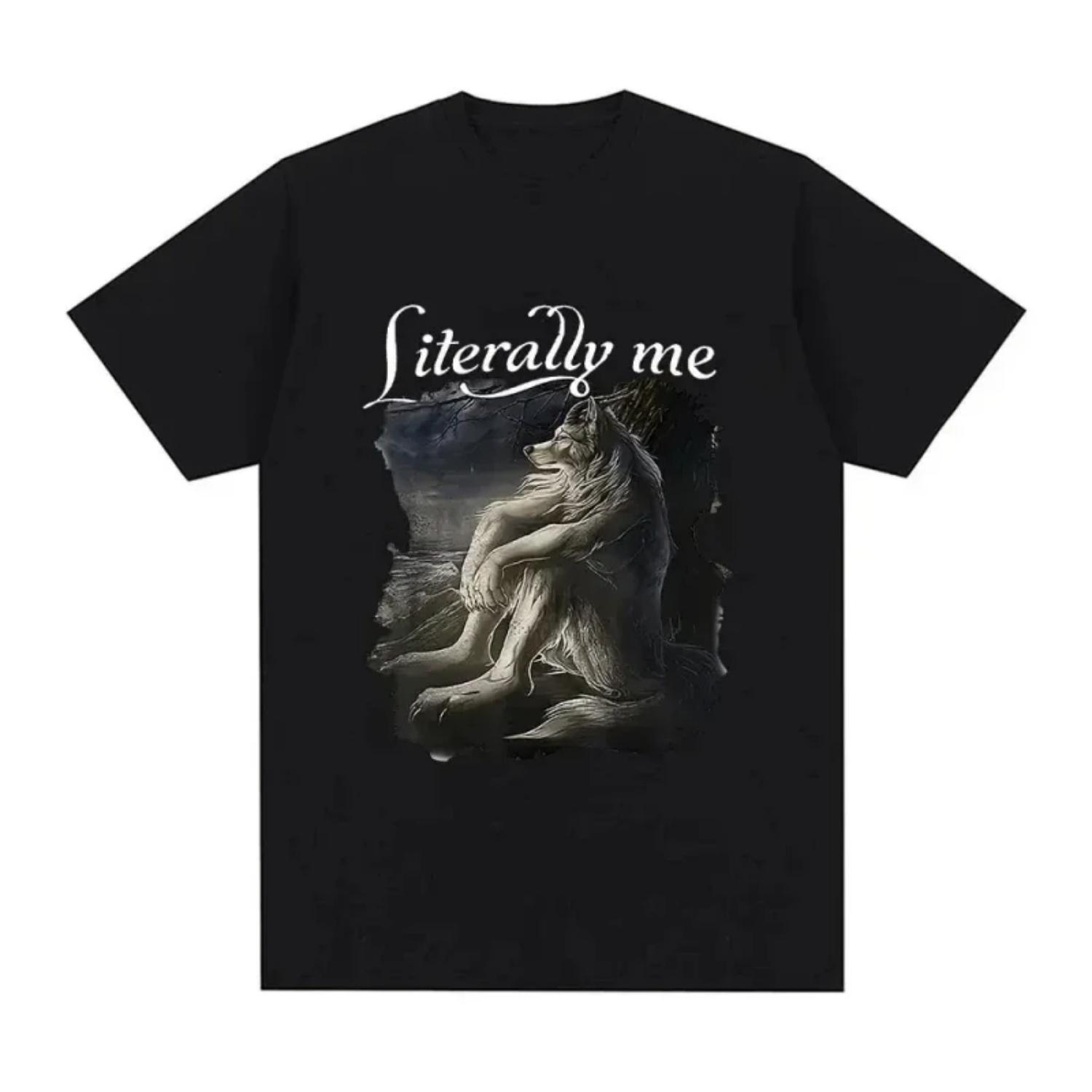 

Sitting Wolf Literally Me Funny Meme T-shirt Women s casual short sleeved plus size T-shirt Hip Hop Retro T-shirt 01232 XXXXXL