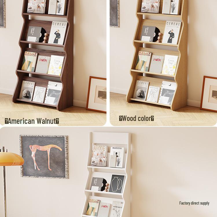 Floor-Standing Bookshelf & Magazine Display Rack