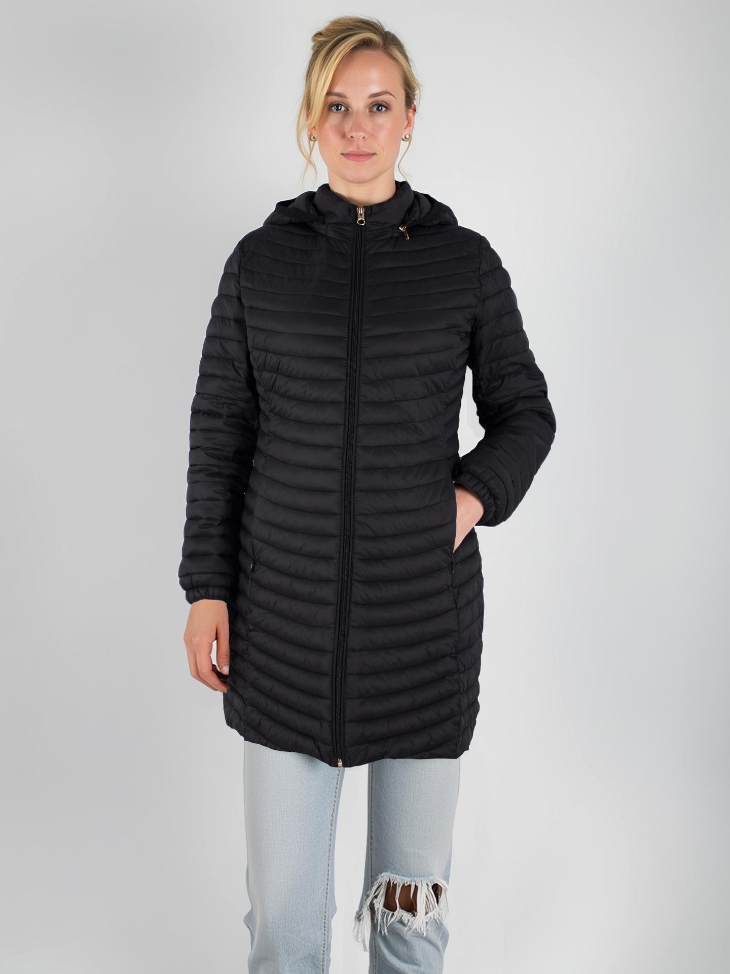 

Женская длинная хлопковая одежда со съемным капюшоном, легкая и теплая, свободное однотонное пальто XXXL чёрный