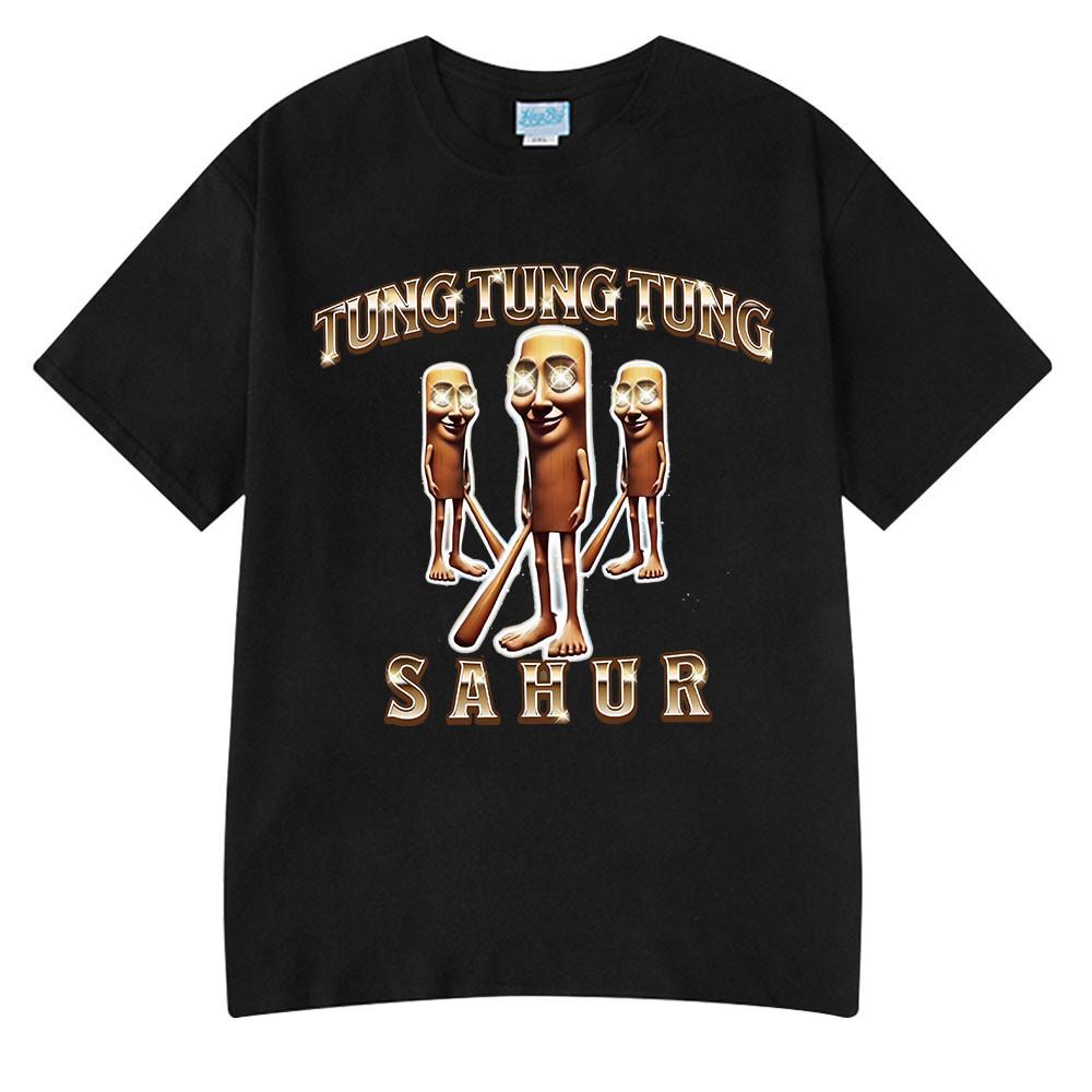 Tung Tung Tung Sahur Lustiges Baseballschläger Meme T-Shirt Herren Kleidung Mode Humor Stil T-Shirts Unisex Sommer O-Ausschnitt Oberteile T-Shirt