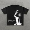 Vintage Desire Graphic Printed Cotton T-Shirt Men's Y2K Summer Short Sleeve Vintage Oversized T-Shirt Street Wear Women's Top