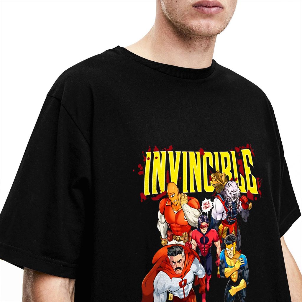 Vintage T-Shirt Summer Invincible Comic Hip Hop T Shirts  Cotton Tee Shirt for Men Y2K Basic Short Sleeve Tops