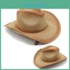 Cowboy Style Straw Hat With Wide Brim For Outdoor Sun Protection And Casual Wear
