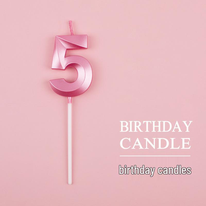 Gold and Silver Number Candles for Birthday Cakes - Pink Exquisite Design