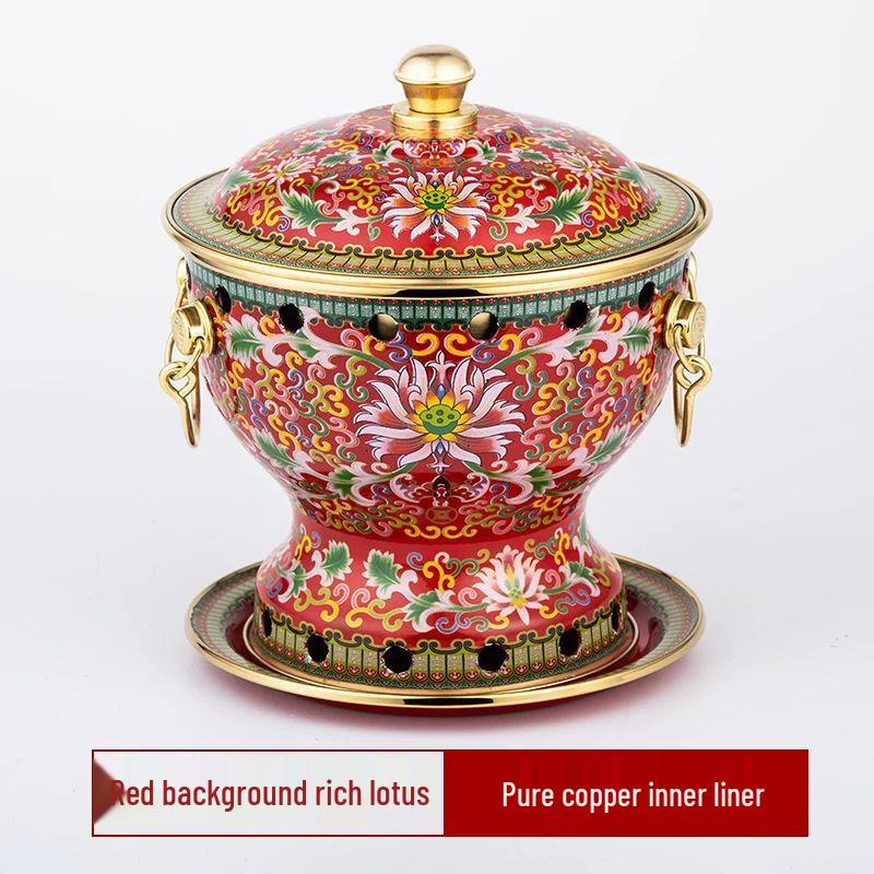 Qiuqiao Cloisonne Pure Copper Alcohol Hot Pot