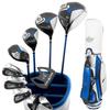 WORLD EAGLE Outlet Beginner Golf Club 10 CBX005 Cart Bag Headcovers Flex Set, Right-Handed, Clubs, (White/Blue), Included, R, Men's [X-03]