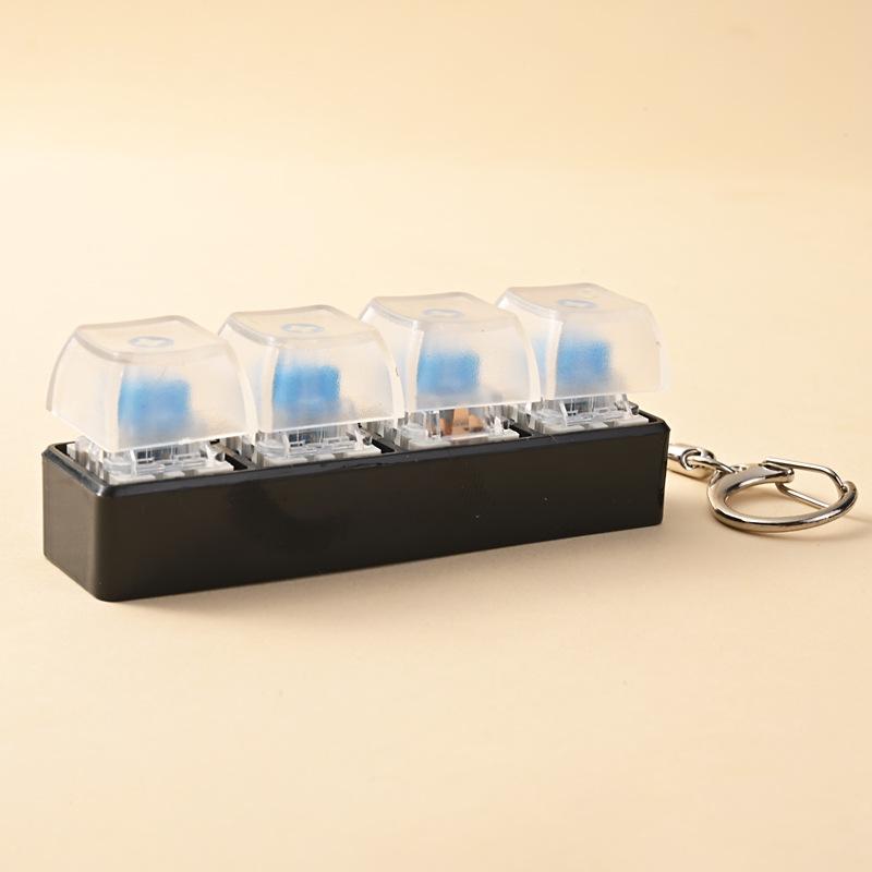 Keyboard Key Toy 4 Keys Button Keycap Fidget Keychain Keyboard Clicker Toy Keyboard Cube Toy for Adult Gifts To Relief Pass Time