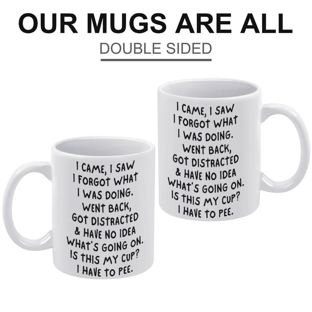1pc 11oz White Mug, Double-sided Printed, Simple Funny Theme, Smooth Glossy Body, Lightweight and Durable, Ideal for Daily Drinks