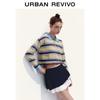 UR 2025 Autumn Women's Color Block Stripe Polo Knit Top