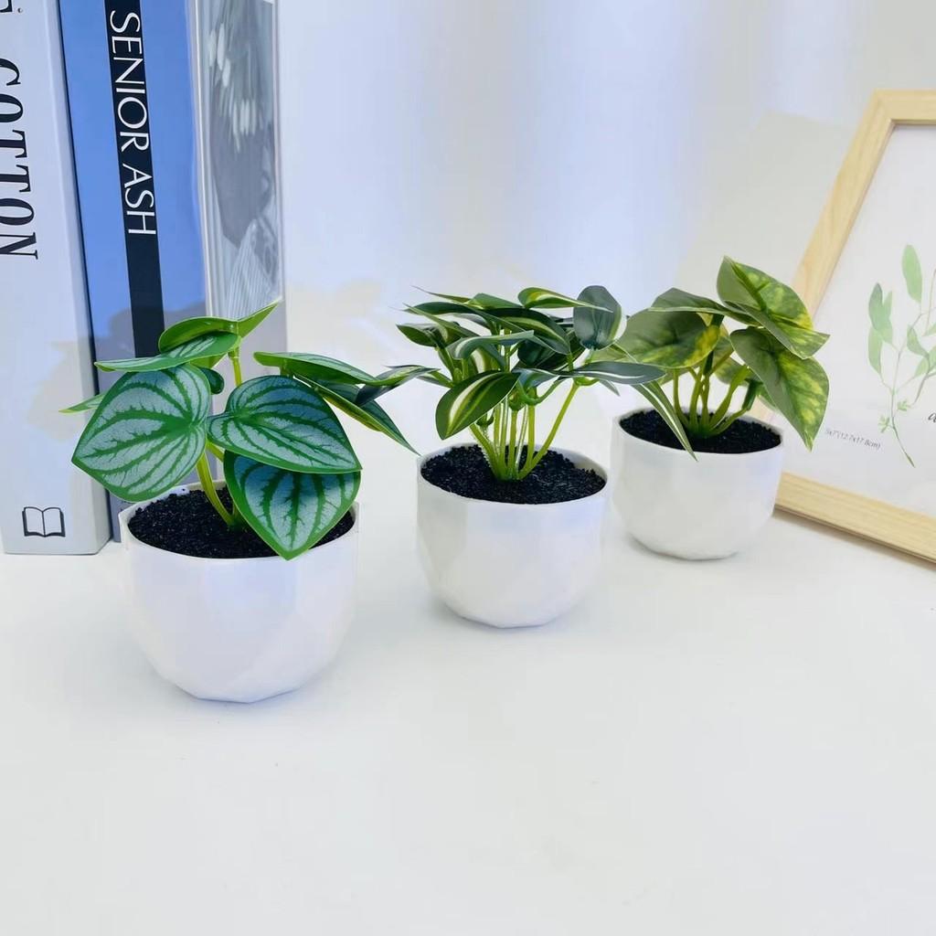 Simulation Leaves 8 Epipremnum Aureum Potted Artificial Plant Ornament Decor