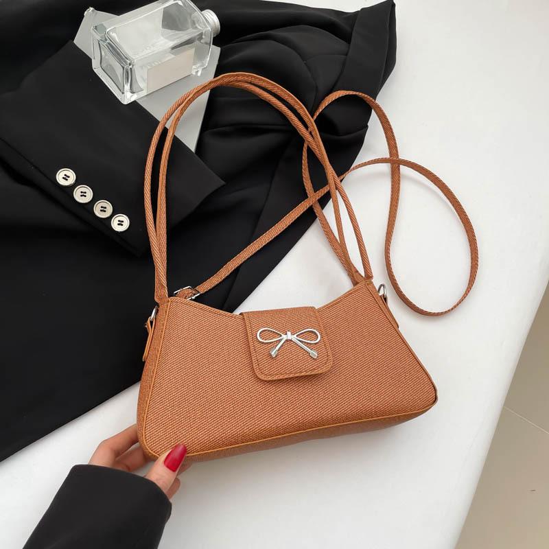 Bow Foreign Style Niche High-end Baguette Bag 2025 Spring New Women's Bag Fashion Single Shoulder Casual Armpit Bag