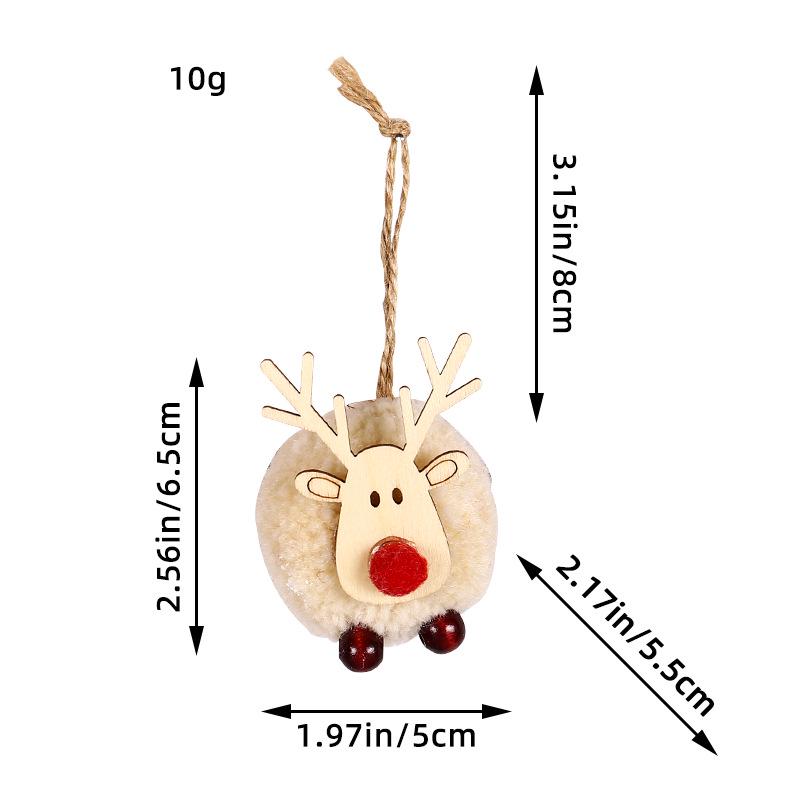Large Knitted Lambswool Reindeer Ornament - Christmas Tree Hanging Pompon Decoration