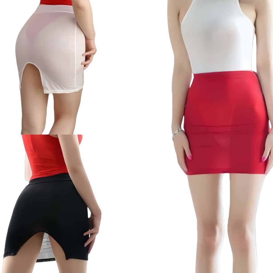 Sexy Solid Color Black Ultra Thin See Through Mini Short Skirts High Waist Bodycon Wrap Hips Skirt for Woman Fashion Club Wear