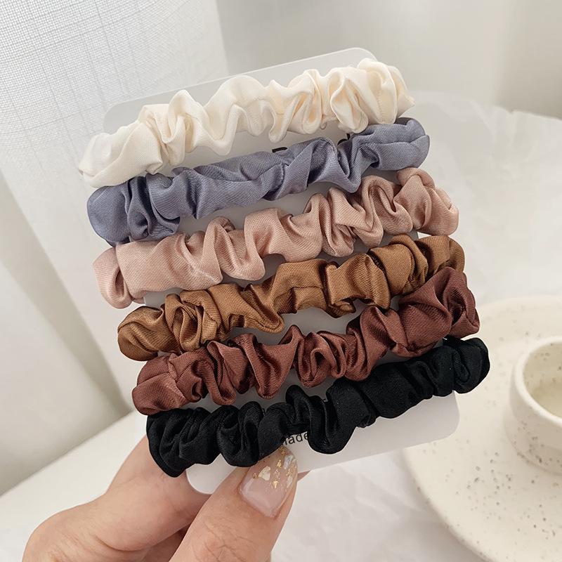 6Pcs/Set Elastic Women Hair Bands Satin Scrunchie Ties Cute Ponytail Holder Rope 6Pcs/Set Elastic Women Hair Bands Satin Scrunchie Ties Cute Ponytail Holder Rope