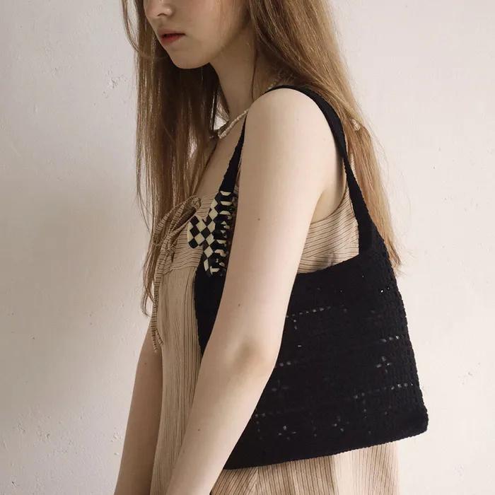 No.09 / Lily Bag _ Black (Lily Shoulder Bag Crochet Bag Knit Bag)