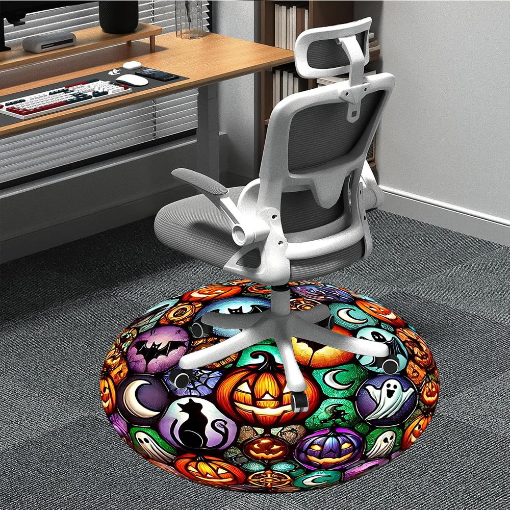 

1pc Halloween Stained Glass Chair Carpet for Office Non-Slip, Machine Washable Rug for Office, Room - Polyester, Machine Made yy251029149 80cm by 80cm