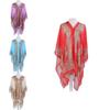 Elegant 2018 Women Chiffon Blouse Coat With Boho Floral Design For Beach Cover Up