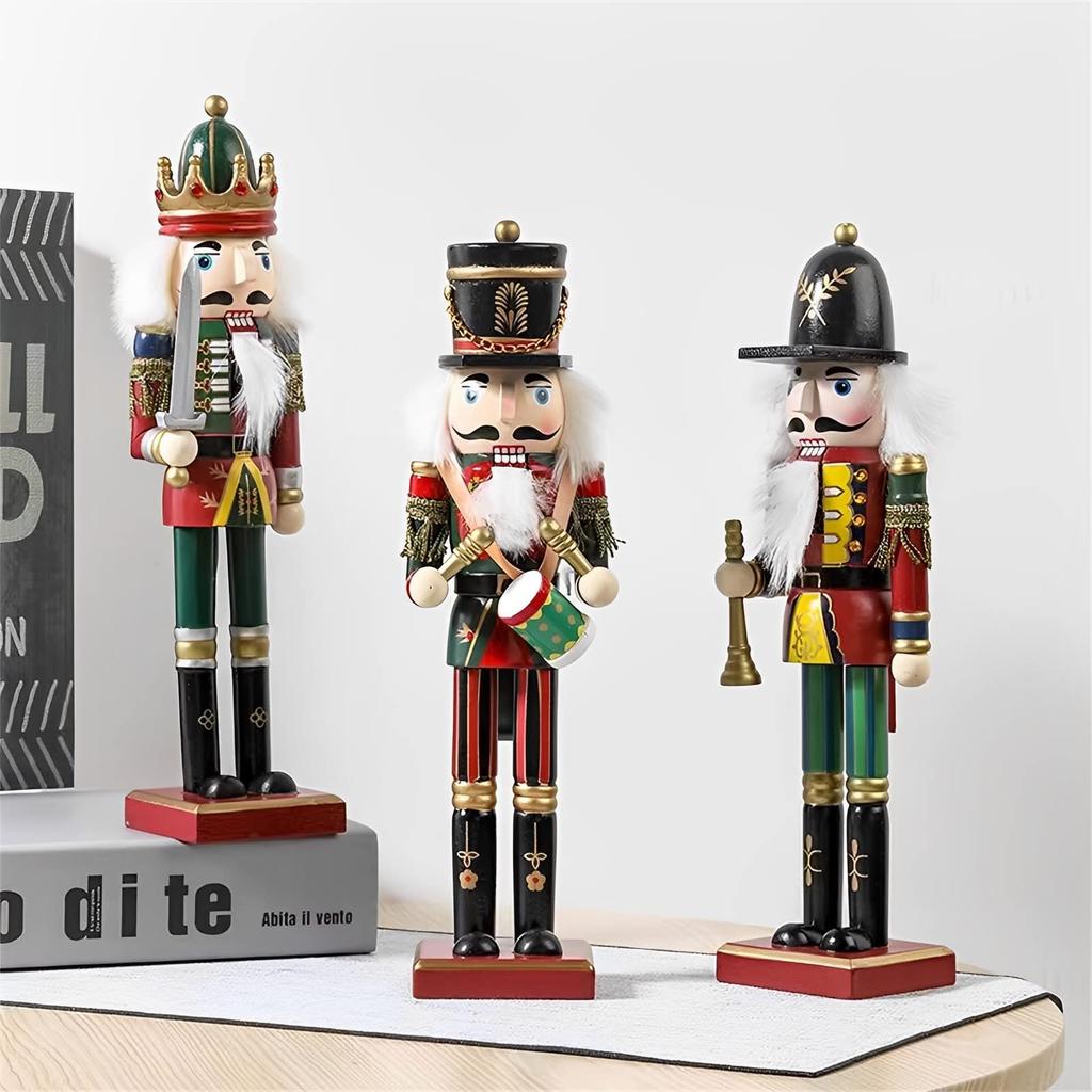 Christmas Nutcracker Ornament 12 inch Traditional Painted Wooden Nutcracker Soldier Doll Nutcracker Figures Holiday Party Tabletop Christmas