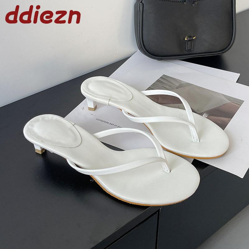 Mode Mode Runde Zehen Damen Dünner Absatz Hausschuhe Pantoletten Damen Flip-Flops Sandalen Frühling Sommer Damen Absatzschuhe Hausschuhe Schuhe Pumps