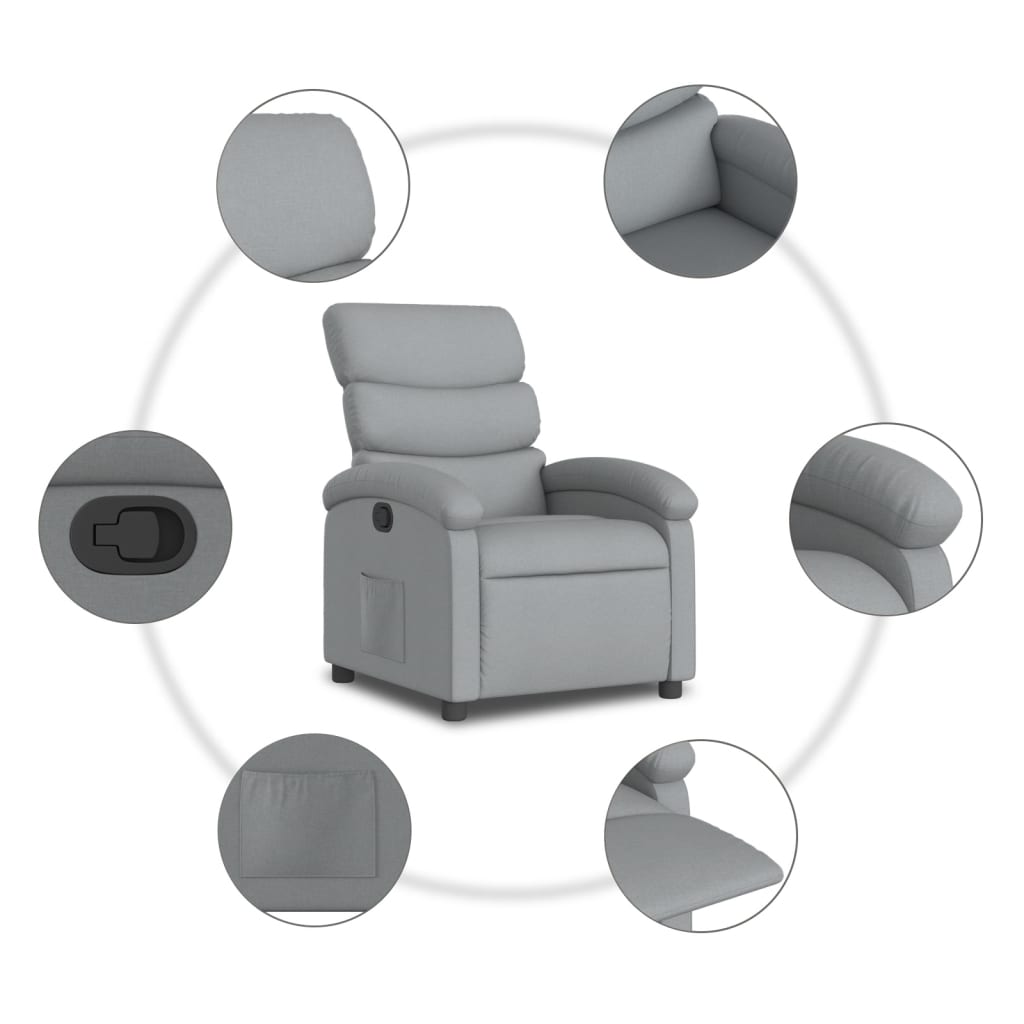 Relaxation Armchair Light Grey Fabric