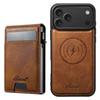 2 In 1 Detachable Magnetic Card Holder Waxed Grain Leather Case for iPhone 17 Pro Max 16 15 14 13 Shockproof For Magsafe Cover