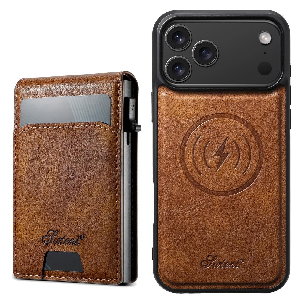2 In 1 Detachable Magnetic Card Holder Waxed Grain Leather Case for iPhone 17 Pro Max 16 15 14 13 Shockproof For Magsafe Cover