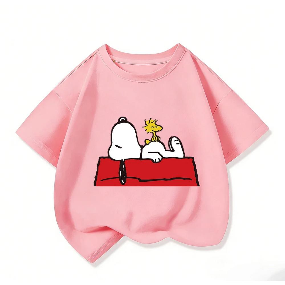 Boys Girls Short Sleeve T Shirt Lovely Snoopy Cartoon Crew Neck Casual Summer Street Fashion Tops 110
