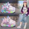 Girl Cartoon Glowing Sports Shoes with Rotating Buttons - Cute Shoes for Running