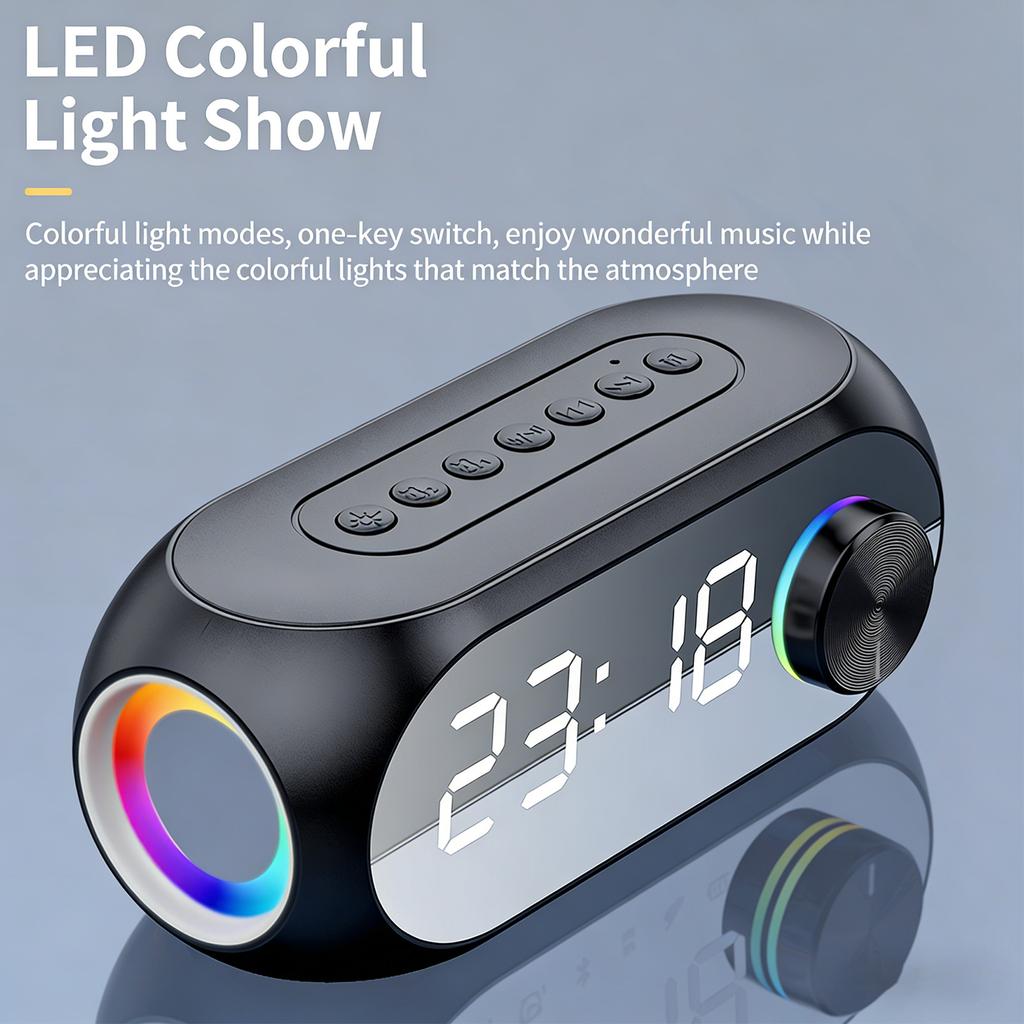 Functional Bluetooth-compatible Sound Box With 360°Output Digital Clock FM Radio Multiple Playbacks For Entertainment