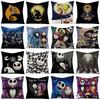 New Halloween Linen Pillow Cover Skull Corpse Bride Home Cushion Cover