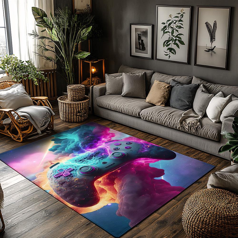 

Gaming Controller Cloud Rug, Pastel Pink Purple Blue Carpet for Living Room, Soft Non-Slip Mat with Bohemian Gamer Decor 50x80cm