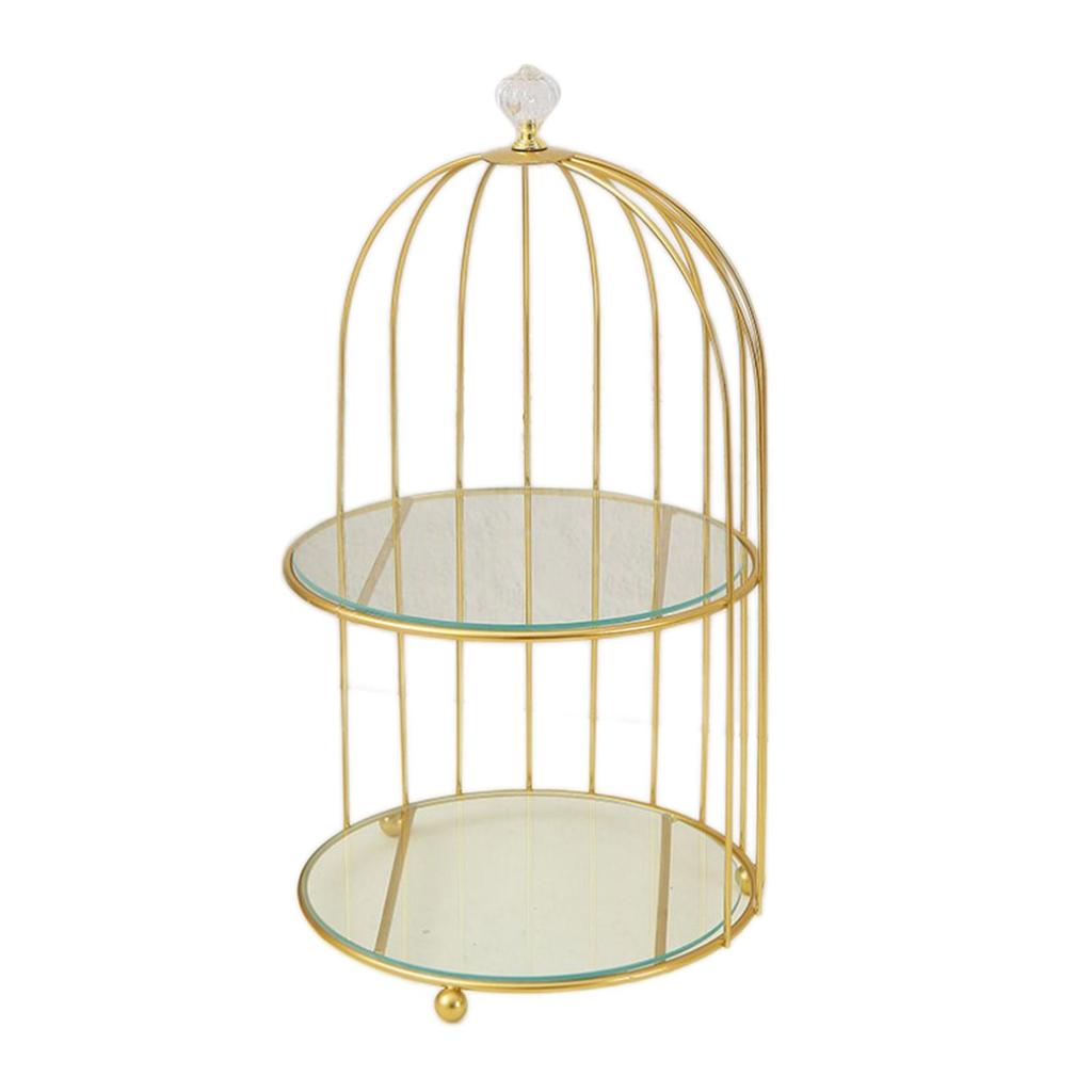 Golden Jewelry Holder Cupcake Stand Makeup Organiser Women , Double Layer, Others