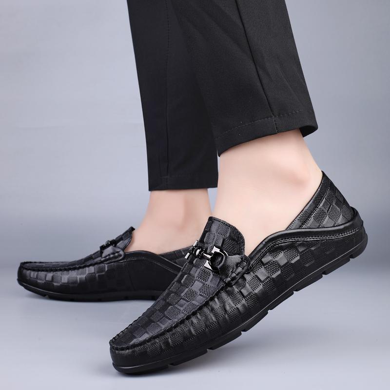 Scarpe Casual da Uomo alla Moda Slip-on Fatte a Mano in Vera Pelle Mocassini Comodi Scarpe da Guida Antiscivolo da Uomo per Esterno