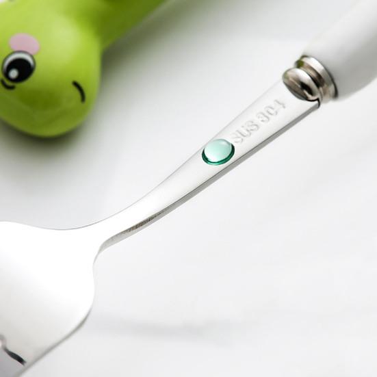 Scratch Resistant Anti-rust Toddler Utensil Stainless Steel Cartoon Dinosaur Children Fork Spoon