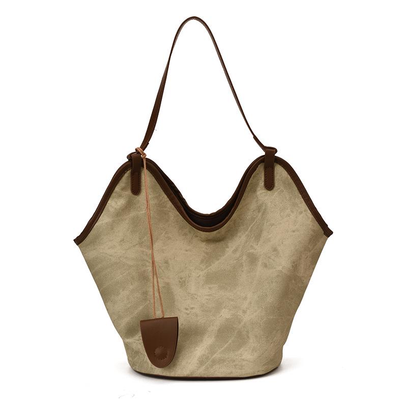 Ретро сумка-тоут тай-дай джинсовая синяя - Большая вместимость сумка-ведро на плечо в стиле пустоши хаки 1950₽