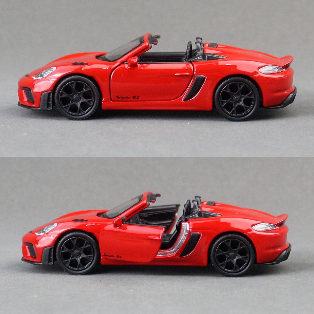 1/36 Porsche 718 Spyder Super Racing Toy Car Model Welly Diecast Vehicle Pull Back Classical Collection Gift for Children Boys