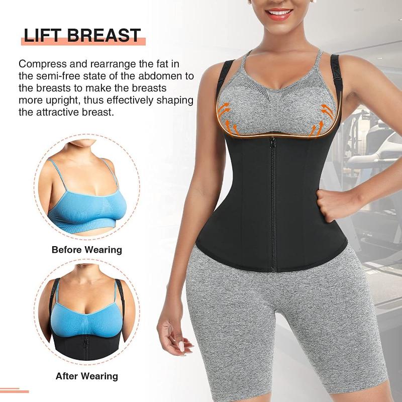 Waist Trainer Vest for Women Zipper Corset Body Shaper Tummy Control Cincher Tank Top Compression Shirt with Adjustable Straps