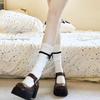Japanese JK Girls Cotton Calf Socks Sweet Lace Bow Mid-tube Socks Lolita Soft Breathable Pile Socks