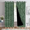2pcs Boho Style Window Curtains Natural Plants Blackout Curtains Green Leaves Tropical Vegetation Curtains For Living Room