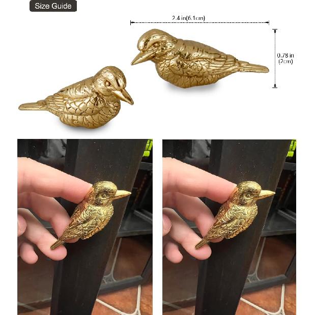 CatchDragn Bird Animal Cabinet Knobs Brass, Gold Drawer Knobs 2 Pack,Modern Pull for Dresser Drawers Cabinet Laundry Room Kitchen