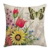 Spring and Summer Flowers and Butterflies Country Print Car Cushion Bedside Cushion Linen Pillow Case