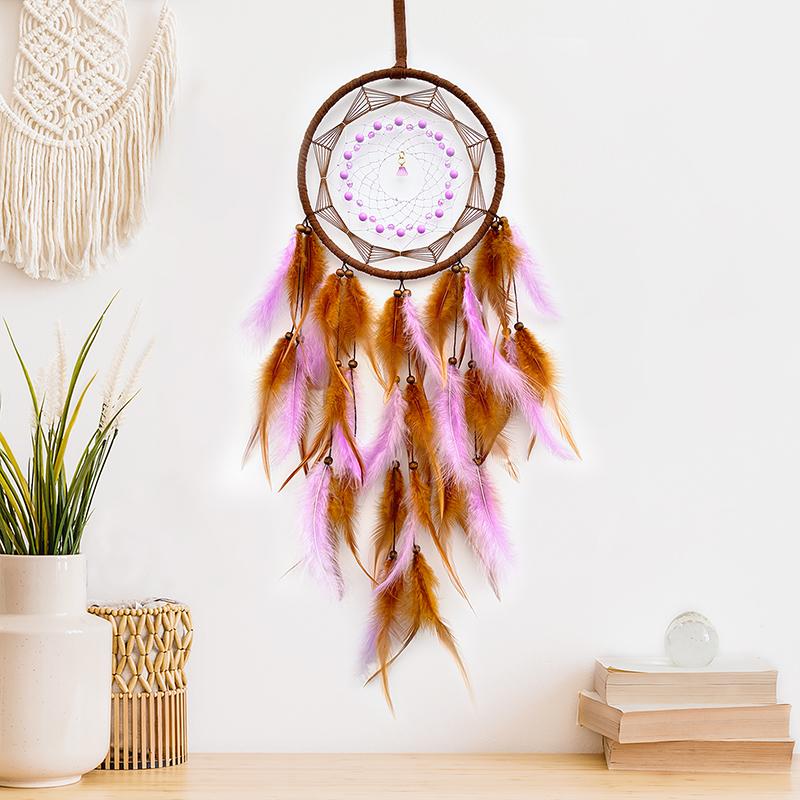 Bohemian Dream Catcher Hand-woven Colorful Feathers Wind Chimes Bedroom Hanging Ornaments Birthday Holiday Gifts Home Decoration