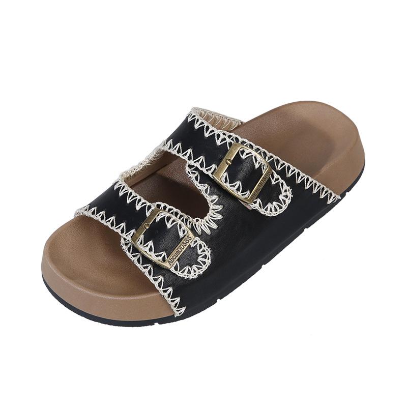 Bequeme Plateau-Hausschuhe 22 Sommer Neu Außenbekleidung Boken Schuhe Erhöhte rutschfeste Einriemen-Slipper