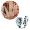 Adjustable Opening Women Vintage Ring Natural Turquoise Gemstones and Compasses Accessory Symbolic Jewelry Gift