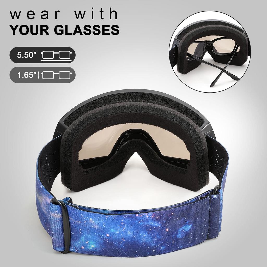 Karsaer Lyžařské brýle pro muže a snowboard UV400 Sférové Dvojité pro B7148 Ženy, Proti zamlžování, Brýle, OTG, Ochrana, Čočka, Unisex, Mládež,