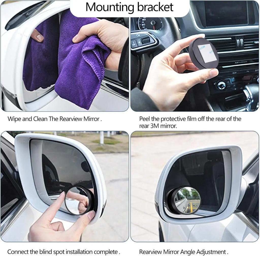 Car Rearview Mirror Small Round Mirror High-definition 360 Degree Convex Wide-angle Adjustable Reverse Assist Blind Spot Mirror