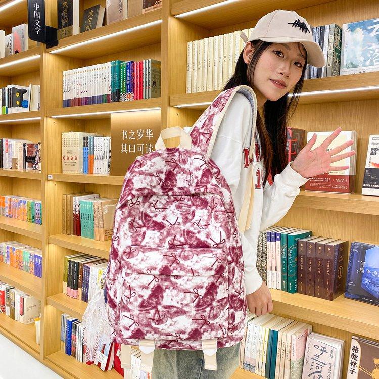 Schoolbag Korean version of Japanese ins tie-dye i lightweight, simple and versatile travel schoolbag, high school student large-capacity backpack