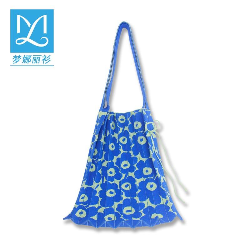 Spring Summer Shoulder Bag for Women Large Capacity Pleated Folding Organ Bag for College Students Knitting for Women