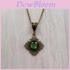 Vintage Bronze Cross Pendant Necklace With Green Stone For Gothic Gothic Gothic Style Jewelry